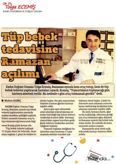 Tüp Bebek Tedavisine Ramazan Açılımı